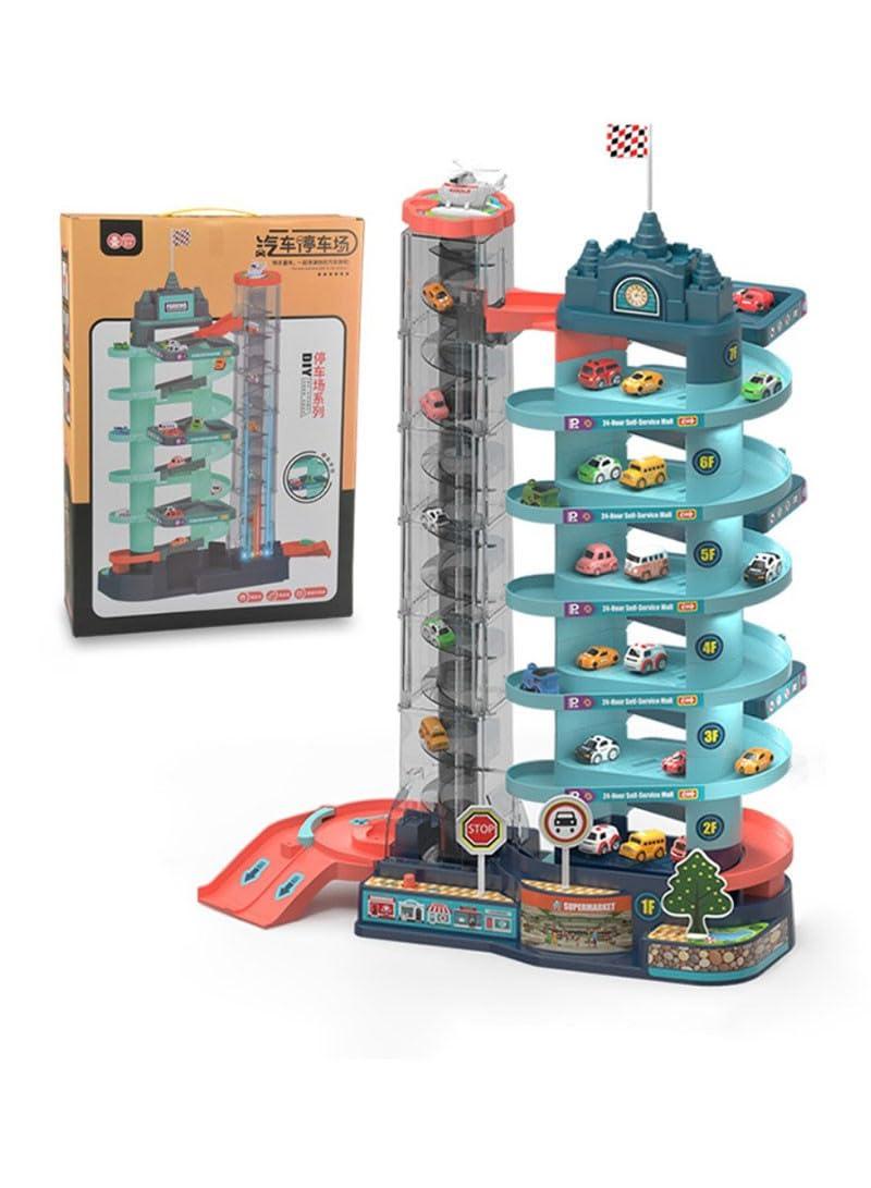 Interactive Multi - Level Car Parking Toy Set - Adventure Play with Electric Lift for Cars and Windmill Design for Kids Aged 3 - 8 - THESHOP.IST