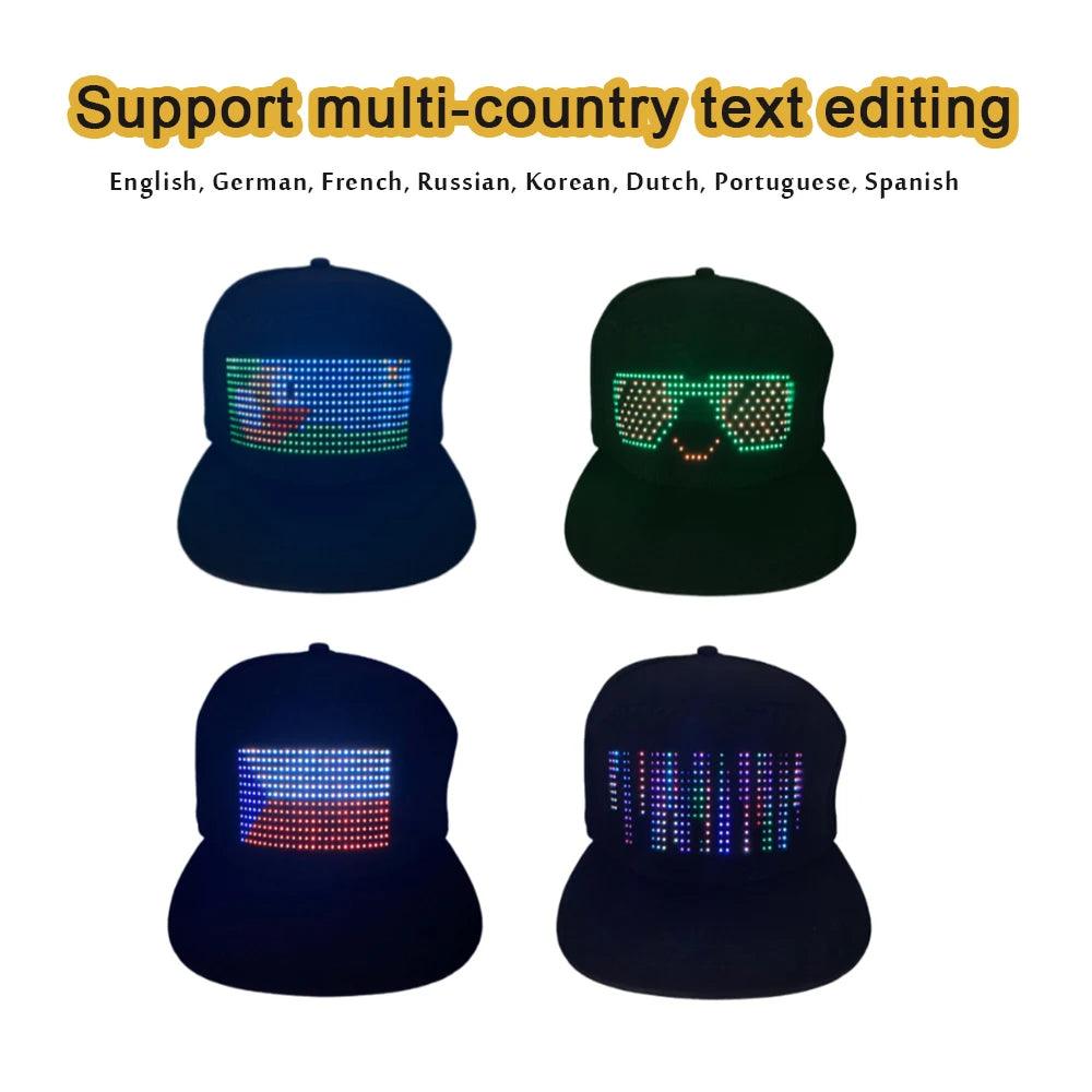 Smart GlowCap: Customizable LED Display Hat - Light Up The Night - THESHOP.IST