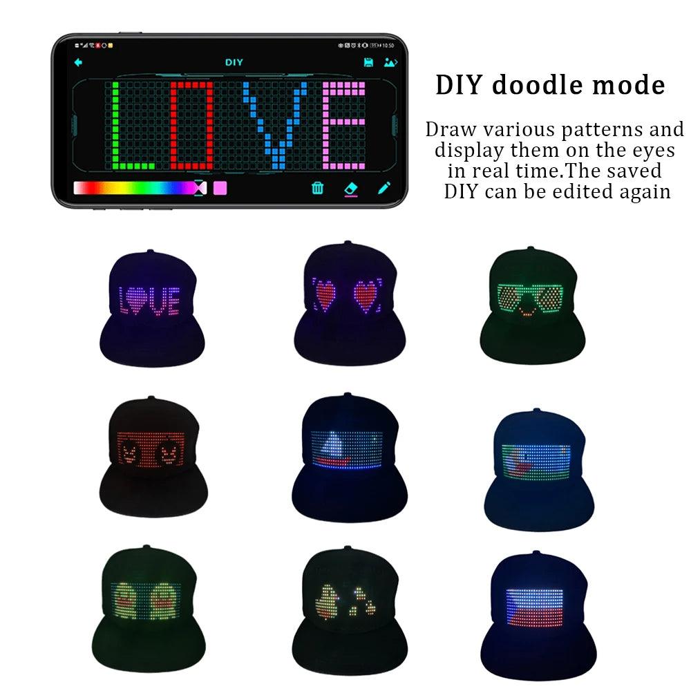 Smart GlowCap: Customizable LED Display Hat - Light Up The Night - THESHOP.IST