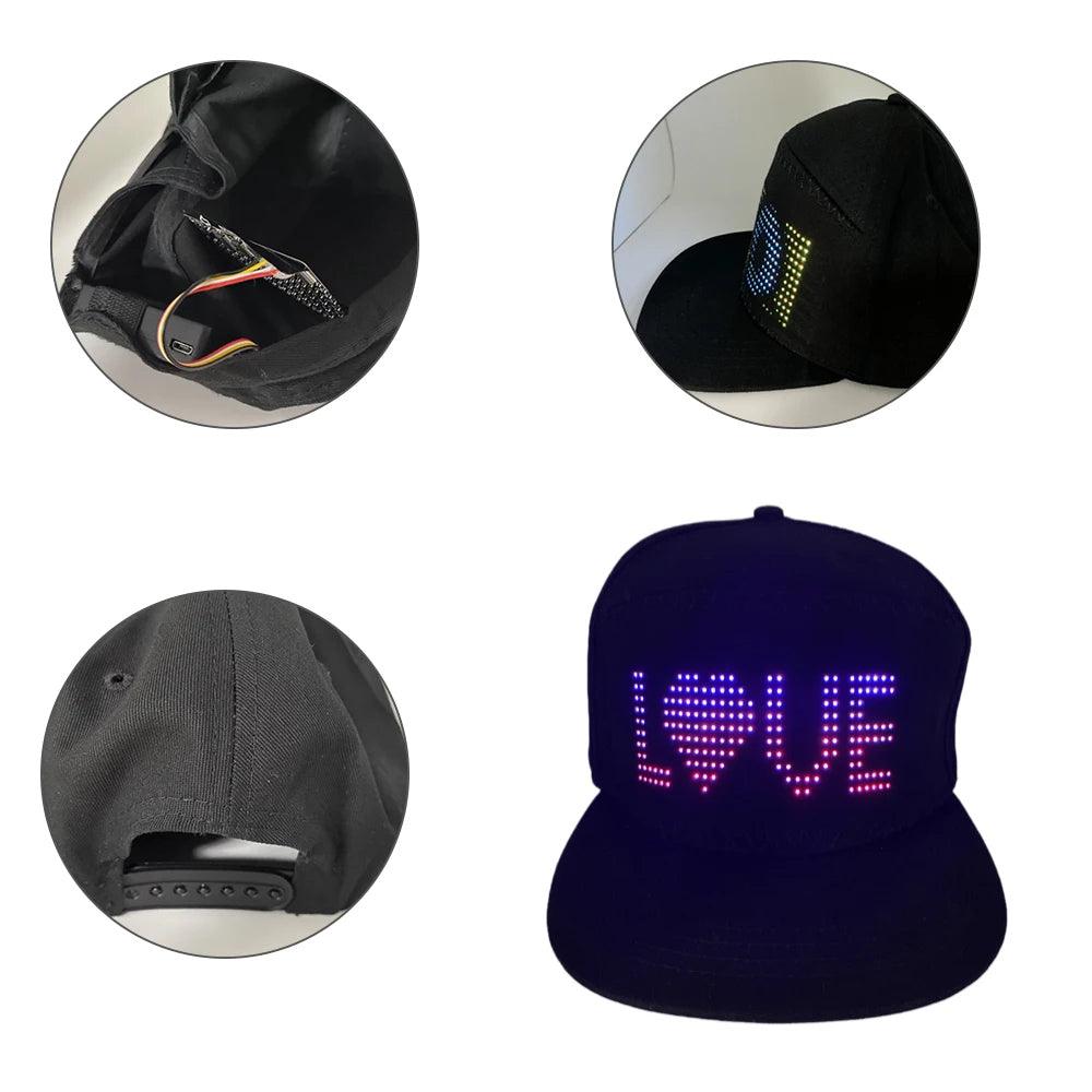 Smart GlowCap: Customizable LED Display Hat - Light Up The Night - THESHOP.IST