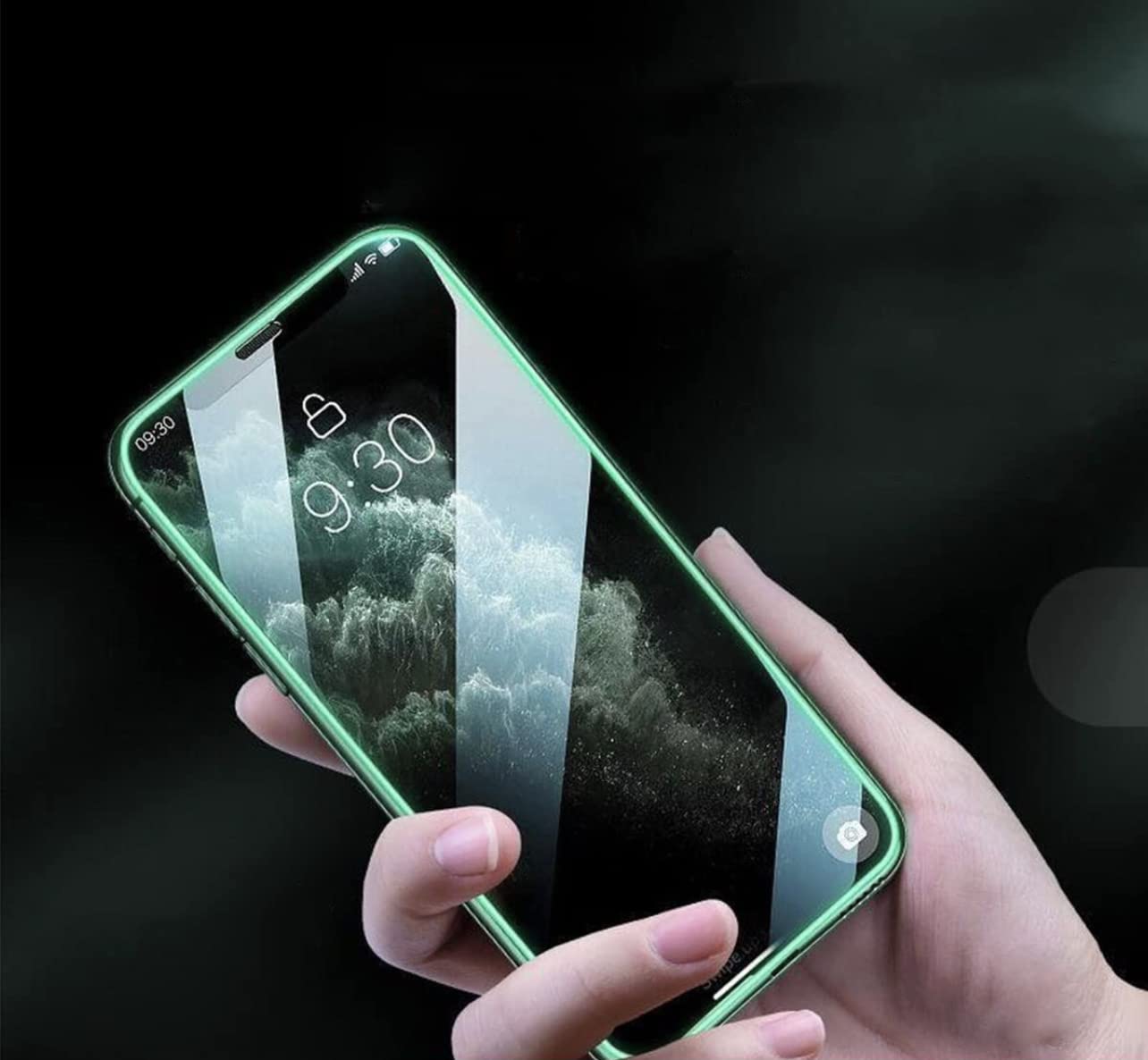 Mobile Screen Protection Tempered Glass 9H with Luminous Edges for iPhone 12 with Lens Protector