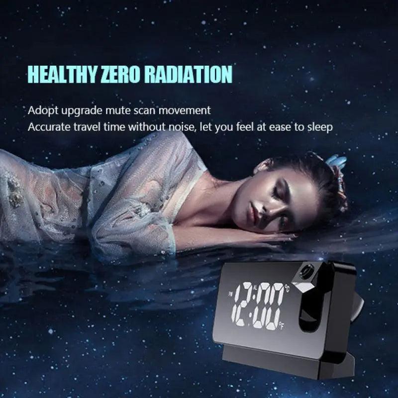 Celestial Display LED Projection Alarm Clock with USB Charging & Mirror Finish - THESHOP.IST