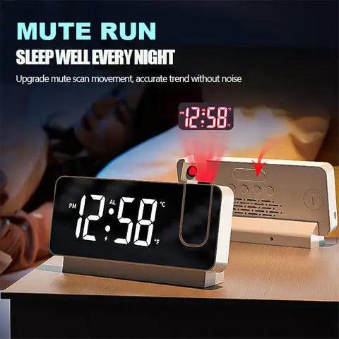 Celestial Display LED Projection Alarm Clock with USB Charging & Mirror Finish - THESHOP.IST