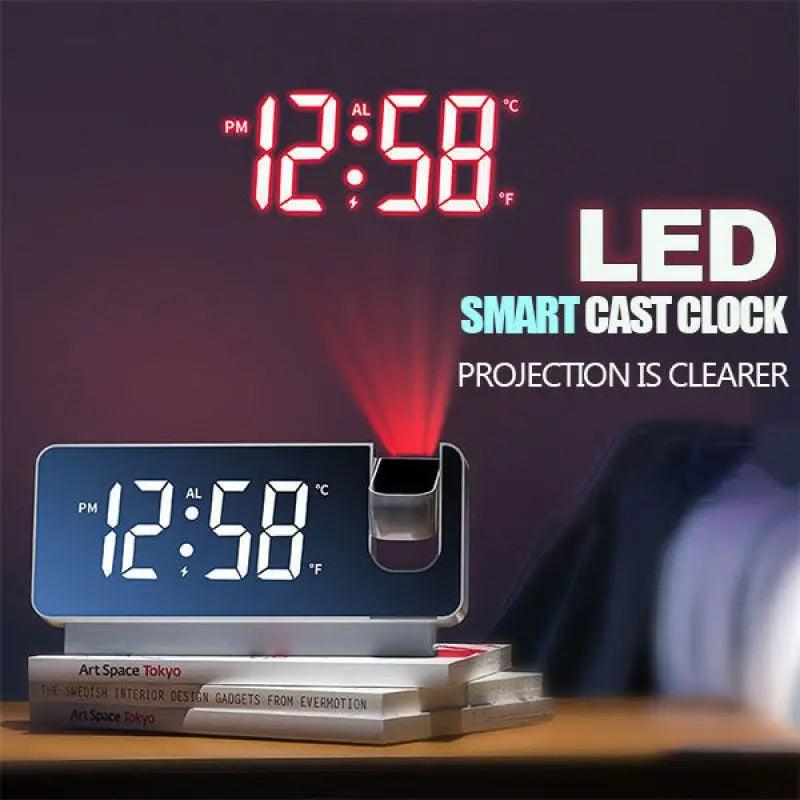 Celestial Display LED Projection Alarm Clock with USB Charging & Mirror Finish - THESHOP.IST