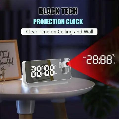 Celestial Display LED Projection Alarm Clock with USB Charging & Mirror Finish - THESHOP.IST