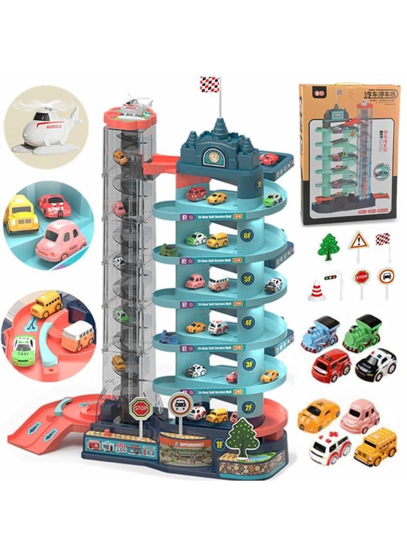 Interactive Multi - Level Car Parking Toy Set - Adventure Play with Electric Lift for Cars and Windmill Design for Kids Aged 3 - 8 - THESHOP.IST