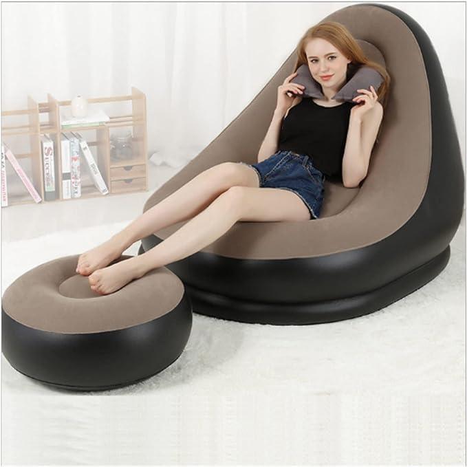 Modern Inflatable Single Sofa Lounger Chair with Ottoman and Easy Foot Pump - THESHOP.IST