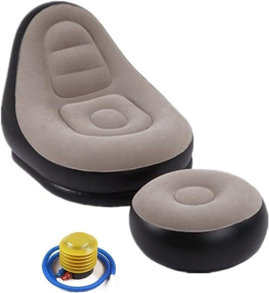 Modern Inflatable Single Sofa Lounger Chair with Ottoman and Easy Foot Pump - THESHOP.IST