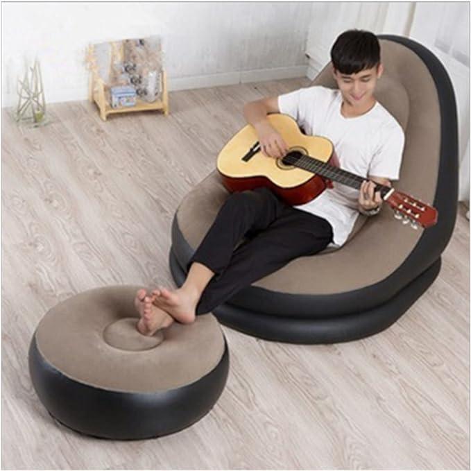 Modern Inflatable Single Sofa Lounger Chair with Ottoman and Easy Foot Pump - THESHOP.IST